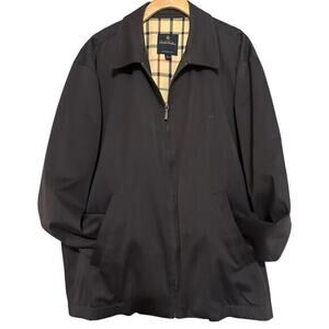 Brooks Brothers Men’s Size XL Navy Blue Cotton Twill Bomber Plaid Lined Jacket